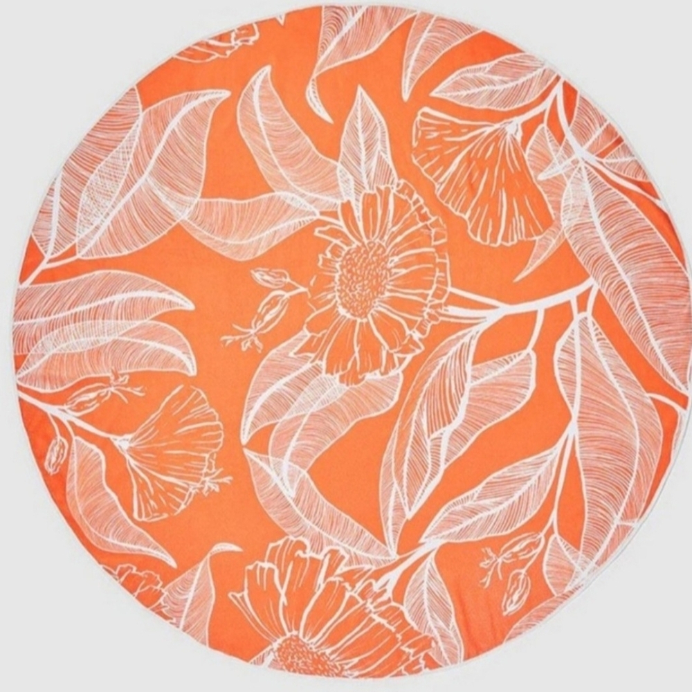 Summer & Rose Orange Floral Beach Towel
